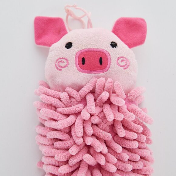 Norwex Hand Towel Pet To Dry Pink Pig Hanging Kids Chenille Microfiber - Picture 2 of 5